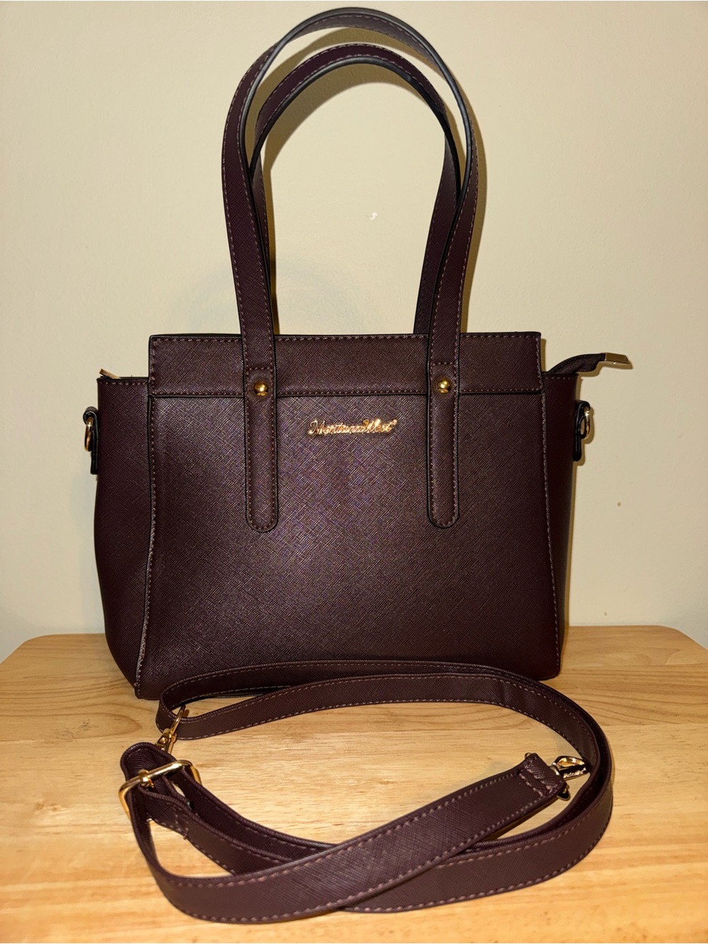 Montana West Coffee Satchel tote Saffiano crossbody bag